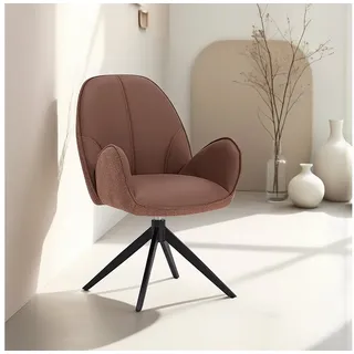 Homestyle4u Polsterstuhl Bouclé Leder Braun drehbar
