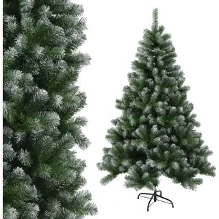 Trade-Shop künstlicher Weihnachtsbaum 120cm (Ø ca. 80 cm) mit 360 Spitzen und Schnellaufbau Klapp-System, schwer entflammbar, inkl. Metall-Ständer - Weiß, Grün