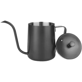 YHNDECO 350ML Schwarz Gießkanne Klein Zimmerpflanzen, Mini Gießkanne, Edelstahl Langer Auslauf Giesskanne, Garten Gießkanne für Zimmerpflanzen Sukkulenten(Mit Abdeckung)