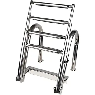 Poolleiter Edelstahl Klappbar 120-150 cm Poolhöhe | Badeleiter 4 Stufen Ausziehbar mit Rutschfesten Stufen Handlauf | Schwimmbadleiter für Salzwasser | Traglast 220 kg - Silber