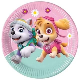 Procos 93442 - Party-Teller Paw Patrol Skye und Everst, Größe 23 cm, 8 Stück, Einwegteller aus Papier, Kindergeburtstag, Party-Geschirr, FSC® Mix