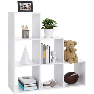VASAGLE Bücherregal 6 Würfel 60 x 30 x 180 cm Weiß