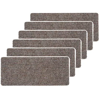 Schmale rutschfeste Fußmatte innen pflegeleicht - Beige 6er Set 25 x 60 cm | Langlebige Schmutzfangmatte strapazierfähig Türmatte wasserabweisend Fußabtreter antistatisch Schuhparkplatz schmutzabweisend