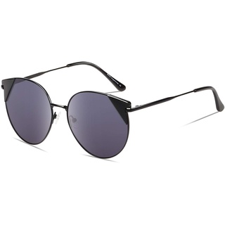 DUCO Vintage Katzenauge Polarisierte Retro Sonnenbrille für Frauen UV-Schutz W018 (Schwarz)