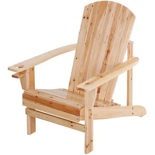 Outsunny Adirondack-Gartenstuhl mit Becherhalter Gartenliege Balkonstuhl Massivholz Natur , Fichtefarben , Holz , 95x93x72 cm , Gartenmöbel, Gartensessel, Gartenstühle