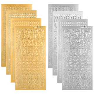 8 Blatt Wachsbuchstaben für Kerzen Gold und Silber, Wachsplatten für Kerzen, Buchstaben Kerzenaufkleber Stickers für Taufkerze Selber Machen Set, Hochzeit Taufe Konfirmation Kommunionkerze