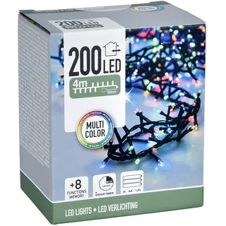LED Lichterkette bunt mit 8 Leuchtfunktionen - 200 LED auf 4m - Weihnachts Beleuchtung mit Speicherchip - Garten Advent Winter Deko Licht für Innen und Außen