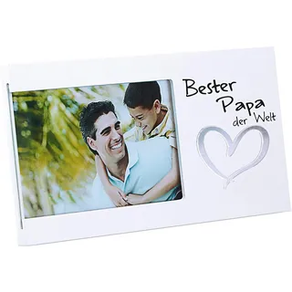 Cepewa Bilderrahmen Bester Papa der Welt Fotorahmen Spiegel-Herz Rahmen für Bild 15 x 10 cm (1 x Bilderrahmen Bester Papa der Welt)