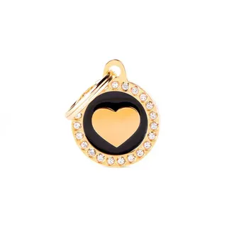Myfamily Glamouröse Runde Tiermarke Mit Herz - Black / Gold - One Size