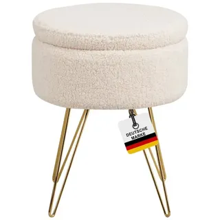 Albatros Hocker mit Stauraum Cannes Sitzhocker mit Stauraum, Modernes Design, Edler Samt-Bezug Sitztruhe Sitzbank mit Stauraum optimal als Fußhocker Hocker Schminktisch, Beige