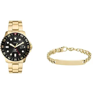 Fossil Watch FS5990 Armband für Männer Drew, Goldfarbe, Edelstahlkettenarmband, Länge: 185mm+15mm, Breite: 44.4mm, Höhe: 16.8mm, JF04465710