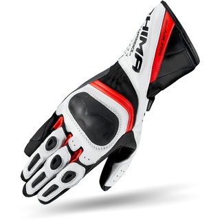 SHIMA Miura Motorradhandschuhe Damen - Touchscreen, Sommer, Sport Leder Handschuhe mit Carbon Knöchelprotektor, Handflächen- und Fingerschieber, Verstärkte Handfläche (Red Fluo, XS)