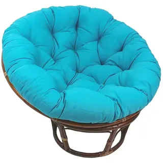 Dunkelblaues Papasansesselkissen, 80 x 80 cm, Polster-Bodenkissen für Drehstuhl, runder Polyrattan-Sessel, 100 cm Durchmesser, 10-12 cm dick
