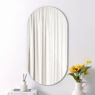 Navaris Ungerahmter ovaler Spiegel - Wand- und Flurspiegel - Modernes Design - Vertikal oder horizontal aufhängbar - Hochwertiges Glas