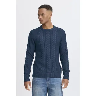 Strickpullover BLEND "BHBASIM Crew", Herren, Gr. XL, blau (marineblaus), Strick, Obermaterial: 50% Baumwolle, 47% Polyacryl, 3% Nylon, unifarben, regular fit normal, Rundhals, Rippbündchen, Pullover Strickpullover