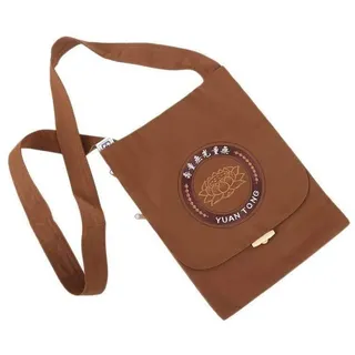 Lachineuse – Klassische buddhistische Tasche – Lotusblumenmuster – buddhistische Traditionen – Stofftasche – Braun – 28 x 22 cm – Geschenkidee zum Geburtstag, zu Weihnachten