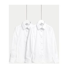 Girls M&S Collection 2pk Girls' Skinny Fit School Shirts (2-18 Yrs) - White, White - 12-13