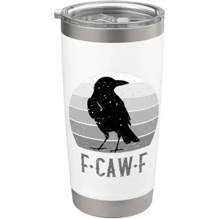 F-Caw-F Schwarze Krähe Retro-Mond Vintage F-Caw-F Doppelwandiger Edelstahl-Thermobecher