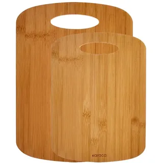KARACA Defne Schneidebrett-Set aus Bambus, 2-teiliges Schneidebrett-Set aus Holz für Küche, groß und klein
