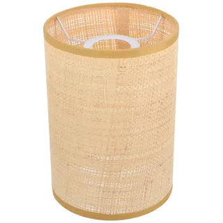 Luxshiny Lampenschirm Aus Rattan Für E27/E14 Tisch- Und Stehlampen Gewebter Lampenschirm Rustikaler Trommellampenschirm Für Wohnzimmer Und Schlafzimmer 20.50 X 14.00 X 14.00 Cm