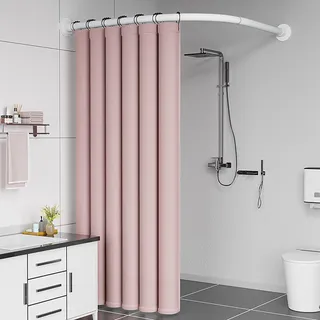 Verstellbare Duschvorhangstange L Form Ohne Bohren, Duschstange Für Duschvorhang 304 Edelstahl, Ohne Deckenhalterung Erweiterbar Gebogene Eckduschstange, Für(Size:B 70-95cm x 90-130cm,Color:weiß)