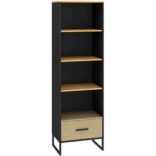 Feldmann-Wohnen Bücherregal Colt schwarz / Craft Gold Eiche / Premium Steel 58 / 40 / 190cm , Grau , Holzwerkstoff , 3 Fächer , Rechteckig , 58x190x40 cm , Wohnzimmer, Regale, Bücherregale