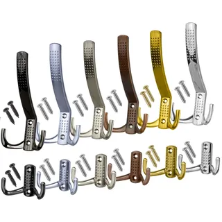 Stahlia Garderobenhaken EDELSTAHL-OPTIK (5 Stück) Kleiderhaken Garderobe Haken zum Schrauben LANG Haken für Garderobe Metallhaken Handtuchaufhänger