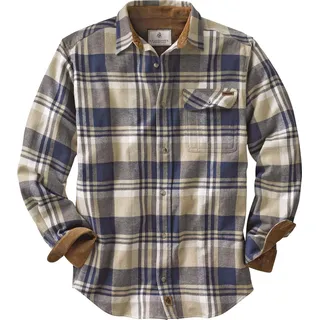 Legendary Whitetails Buck Camp Herren-Flanellhemd, langärmelig, Karohemd mit Knopfleiste, Freizeithemd für Herren mit Kordsamt-Ärmelbündchen, Herbst- und Winterkleidung, beige-blau (Shale Plaid),
