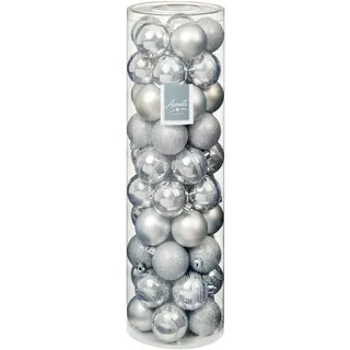 Weihnachtskugeln 60MM Multi Glitzer Oberfläche Silber Packung 50