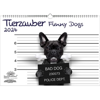 Tierzauber Funny Dogs DIN A3 Kalender für 2024 Hunde Welpen - Seelenzauber