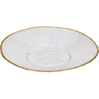 Home & Styling Glas Dessertteller mit Goldener Umrandung Datura, 21 cm