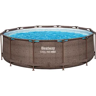 Steel Pro MAXTM Solo Pool ohne Zubehör Ø 366 x 100 cm, Rattan-Optik (Schokobraun), rund