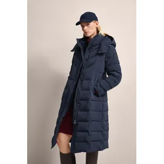 Kurzmantel BUGATTI, Damen, Gr. 44, blau (marine), 86% Polyamid, 14% Elasthan, unifarben, regular fit, normaler Saum, Mäntel Kurzmantel, mit elegantem Stehkragen