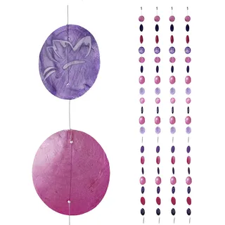 Relaxdays Capiz Girlande 4er Set, für Fenster, Balkon, Tür, Muschelplättchen Vorhang, Butterfly Dekoketten, pink-lila