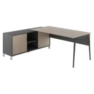Schreibtisch mit Sideboard Büromöbel Arbeitszimmer Schubladen Modern Lux Neu - Braun