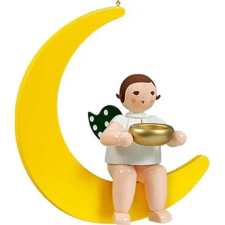 Fensterbild Engel im Mond mit Teelicht ohne Krone Höhe 30cm NEU - Bunt