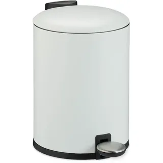 Relaxdays Bad-Mülleimer , Weiß , Metall, Kunststoff , Rund , 17x24x26 cm , Haushalt & Kleinelektro, Reinigung, Mülleimer & Abfallsammler