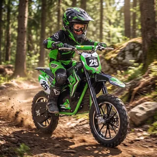 Actionbikes Motors Kinder Mini Enduro Elektro Crossbike | 500 Watt - Bis 24 km/h - Motocross - Pocketbike - Crossbike - Dirt Bike - Ab 8 Jahren (Grün) - Grün