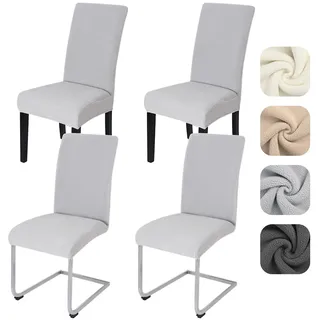Alishomtll Stuhlhussen 4er Set Stretch Lammwollimitat Stuhlbezug für Schwingstühle Universal Esszimmerstühle Bezug Waschbar Abnehmbar Stühle Schutz für Bankett Hochzeit Restaurant (Hellgrau 4pcs)