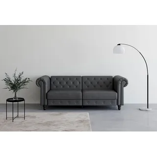 Dorel Home 3-Sitzer »Felix, Schlafsofa 236 cm, (Liegefläche 108x190cm), Rückenlehne«, 3-fach verstellbar, Velours, Kunstleder, Luxus-Microfaser Vintage, grau