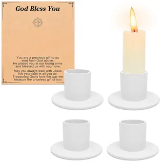 4 Stück Weiß Kerzenständer,Retro Candlelight Dinner Kerzenhalter, für Wohn,Esszimmer und Schlafzimmerdekoration Kamindekoration für Weihnachten Ostern Kirche beten