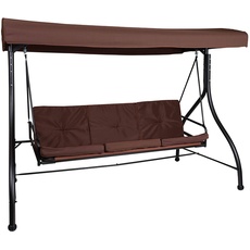 Flash Furniture Tellis Hollywoodschaukel, 3-Sitzer, Stahl, umwandelbar, mit Kissen, Polyester, braun, 1 Stück