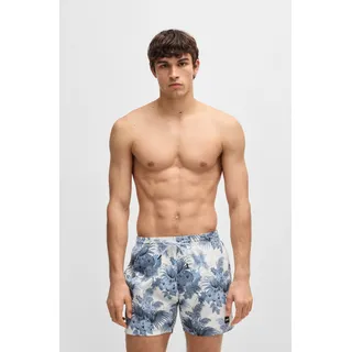 Badeshorts BOSS "Piranha", Herren, Gr. XXXL (58), N-Gr, blau (open blau 483), Microfaser, Obermaterial: 100% Polyester, Badehosen Badeshorts, mit buntem Alloverdruck
