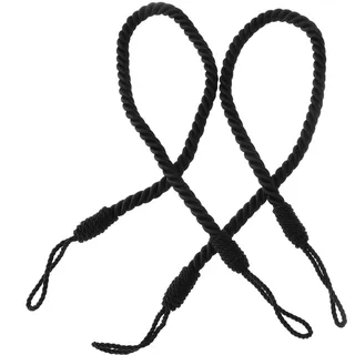 ENET 2tlg Gardinen Vorhang Raffhalter Seilhalter Deko Kordel Schwarz