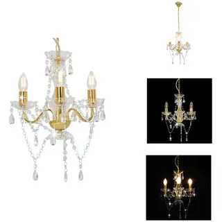 vidaXL Kronleuchter mit Perlen Goldfarben Rund 3×E14 -  Lampen - Gold