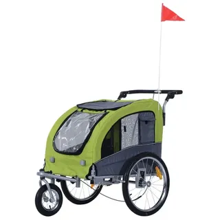 PawHut Hundeanhänger Jogger 2 in 1 grün/grau