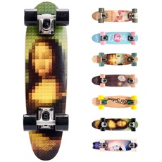 Bild von Holz Skateboard Kinder - Mini Cruiser Kickboard - Skateboard mädchen Rollen Board - hohe Qualität Old School Skateboards Holz Deck - Retro Skateboard Jungen