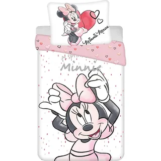 Disney Minnie Mouse Bettwäsche – Kuscheliges Baumwoll-Set 140x200 cm & 70x90 cm - Bunt