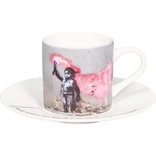 tea4chill Könitz Espresso Tasse Banksy Young refugee. Kaffeetasse 65ml aus Fine Bone China Porzellan. Espressotasse modern, bunt - Bunt