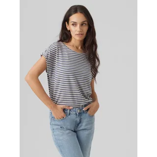 Vero Moda Rundhalsshirt VERO MODA "VMAVA PLAIN SS TOP STRIPE GA JRS NOOS", Damen, Gr. XL, blau (china blau stripes), Jersey, Obermaterial: 95% Lyocell (TENCELTM), 5% Elasthan, gestreift, normal, Rundhals, Shirts Rundhalsshirt, Materialmix, regular fit, Topseller